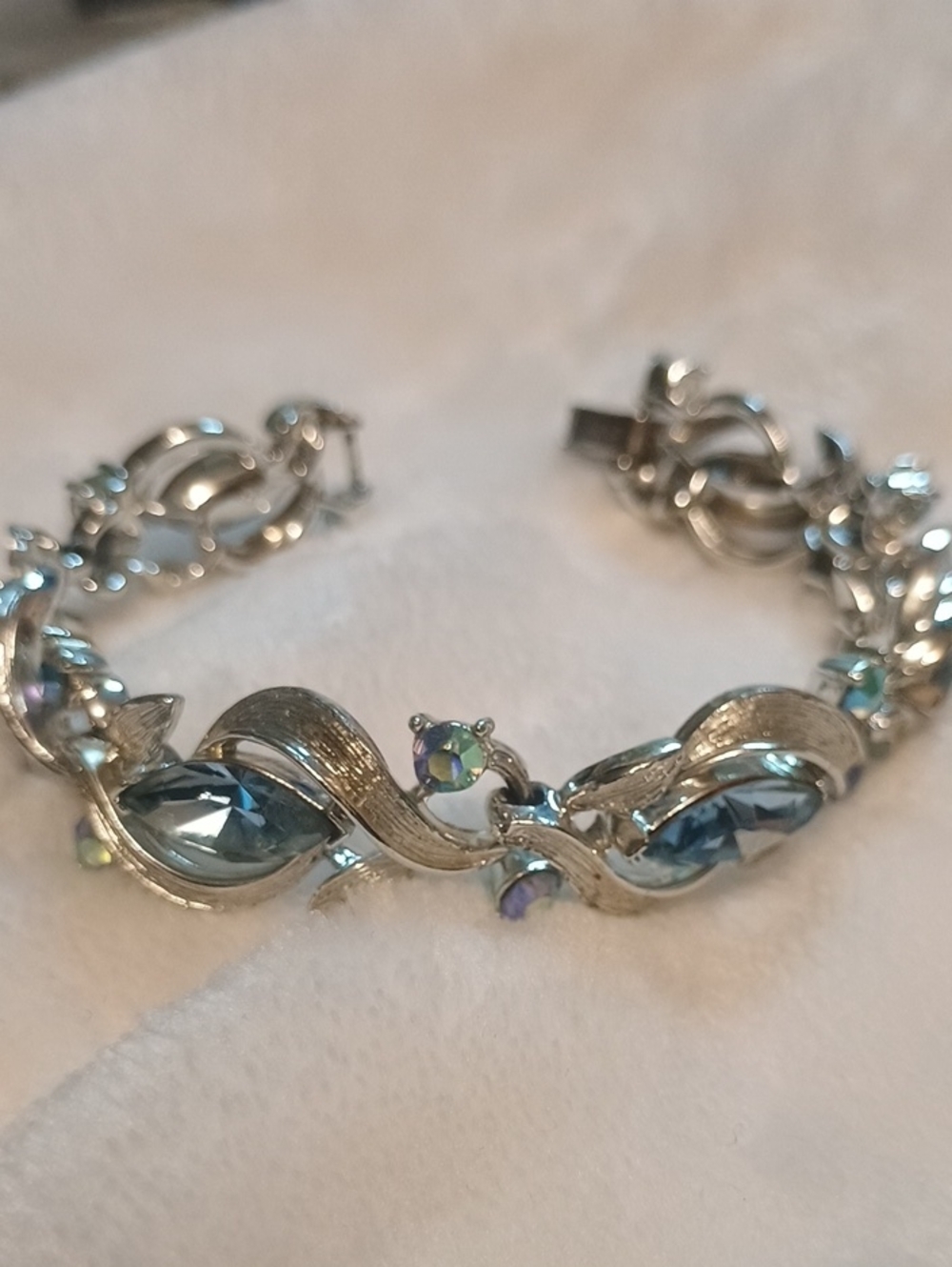 Silver-Tone Blue Crystal Wave Bracelet  LISNER